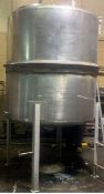 500 Gallon (approx.) Stainless Steel Single Wall Tank- 38 diameter, 70" straight side, dome shape