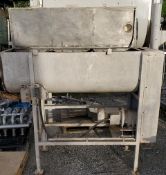 Approx 10 CU FT. Double Ribbon Blender with End Discharge. Condition is "Used"., Inside Dims 58in