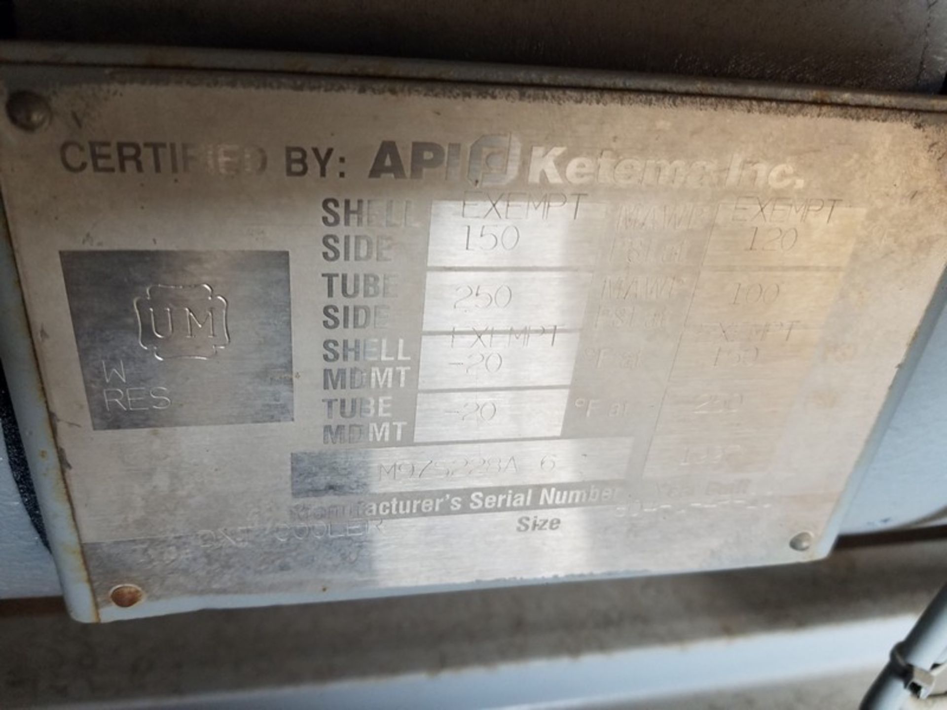 API Ketema DXL Heat exchange, serial # M975228A-6, RAE P33AOCS9-SP cooler, serial # 2-98-F44007-1, - Image 5 of 9