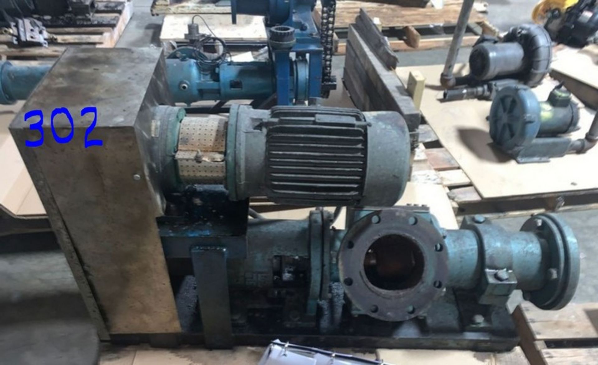 Rotary Positive Displacement Pump with Relief Valve, 5HP with Gear box and chain drive reducer. (