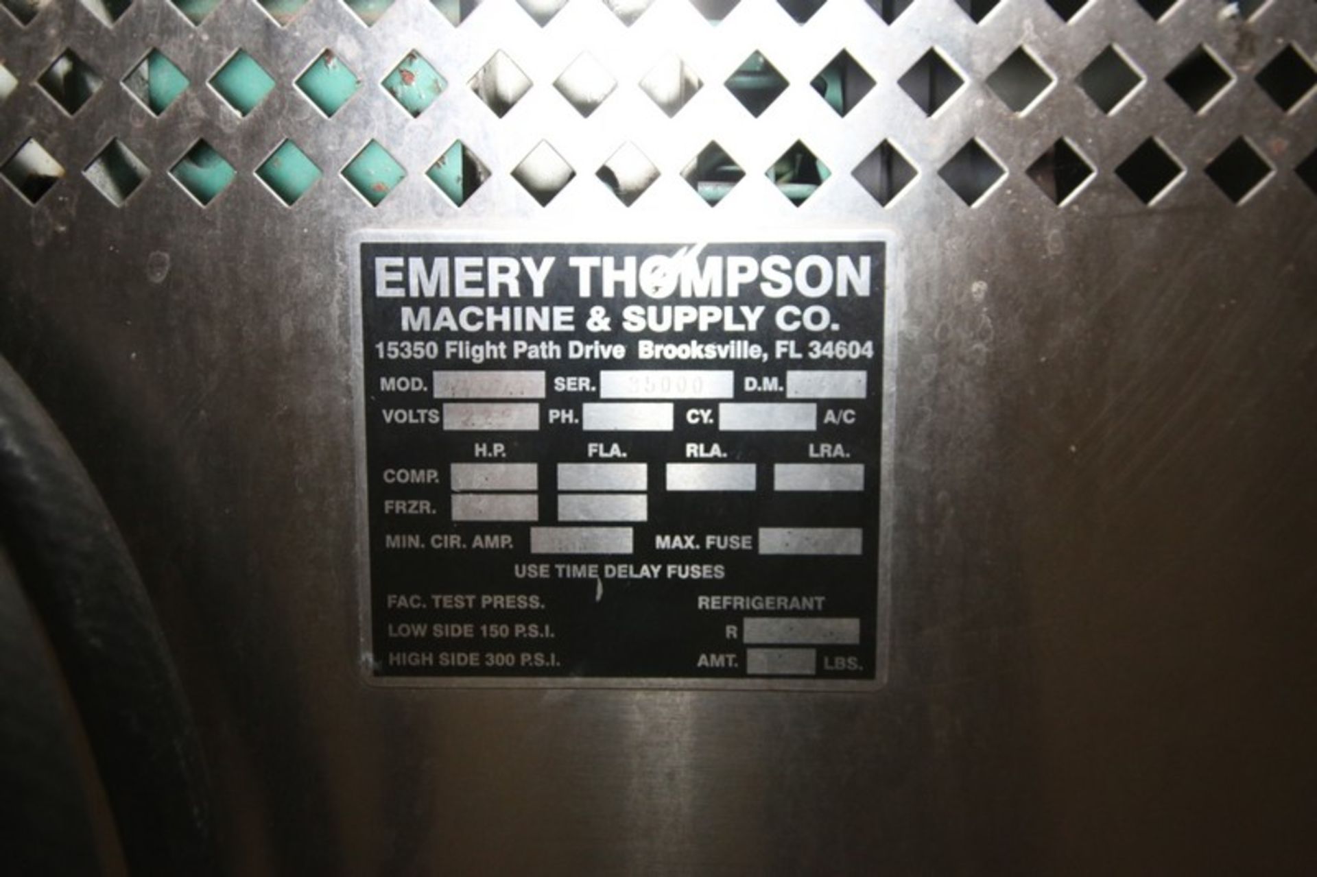 Energy Thompson S/S Ice Cream Freezer, M/N 309, S/N 3500, 280/230 Volts, 3 Phase, Mounted on - Image 8 of 8