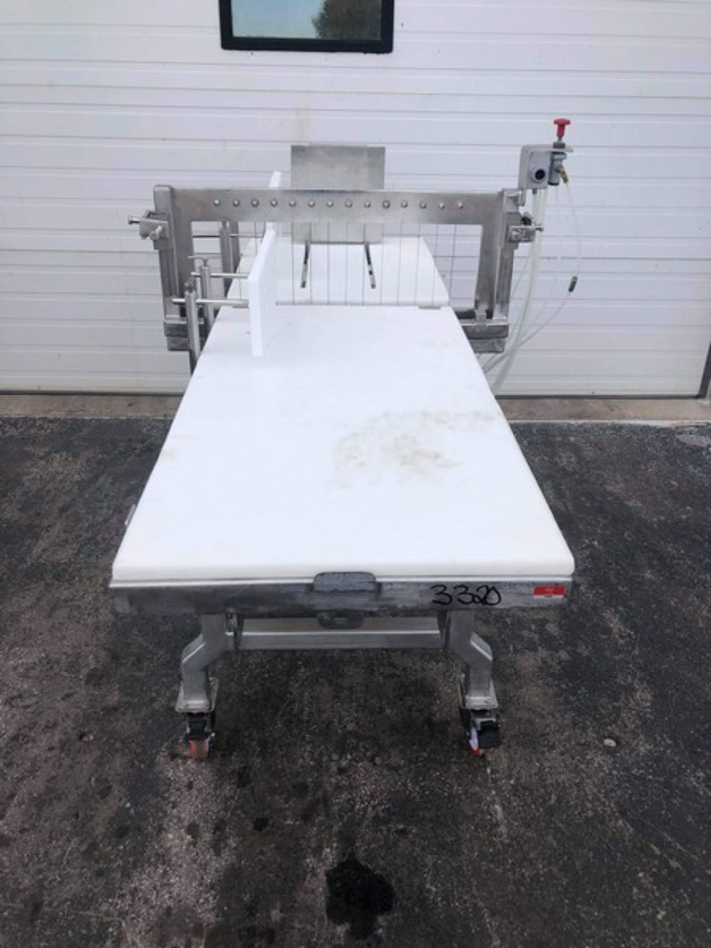Single Straight Cheese Cutter, Working Condition Tested on 9/8/21-- Air Actuated, (2) Swivel and (2)