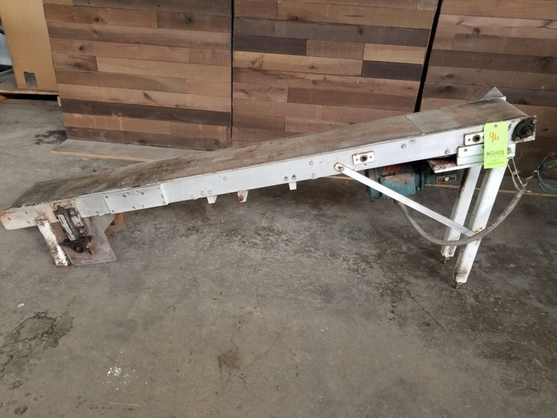 Aprox. 9 1/2" wide x 84" long incline food grade belt conveyor (Handling, Loading & Site Management