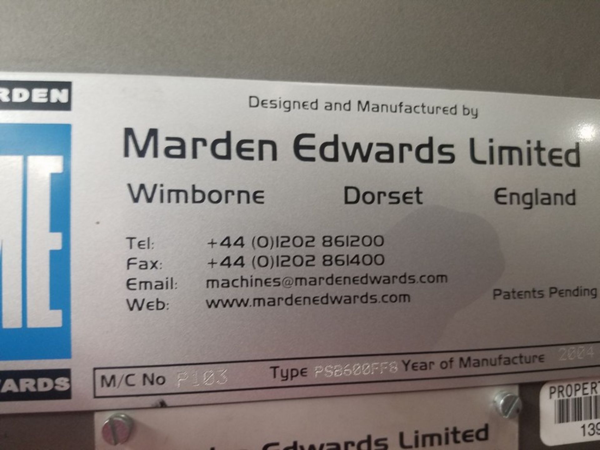 Marden Edwards P103 over wrapper/bundler wrapper,  serial # PSB600FF8, yr 2004 - Image 4 of 5