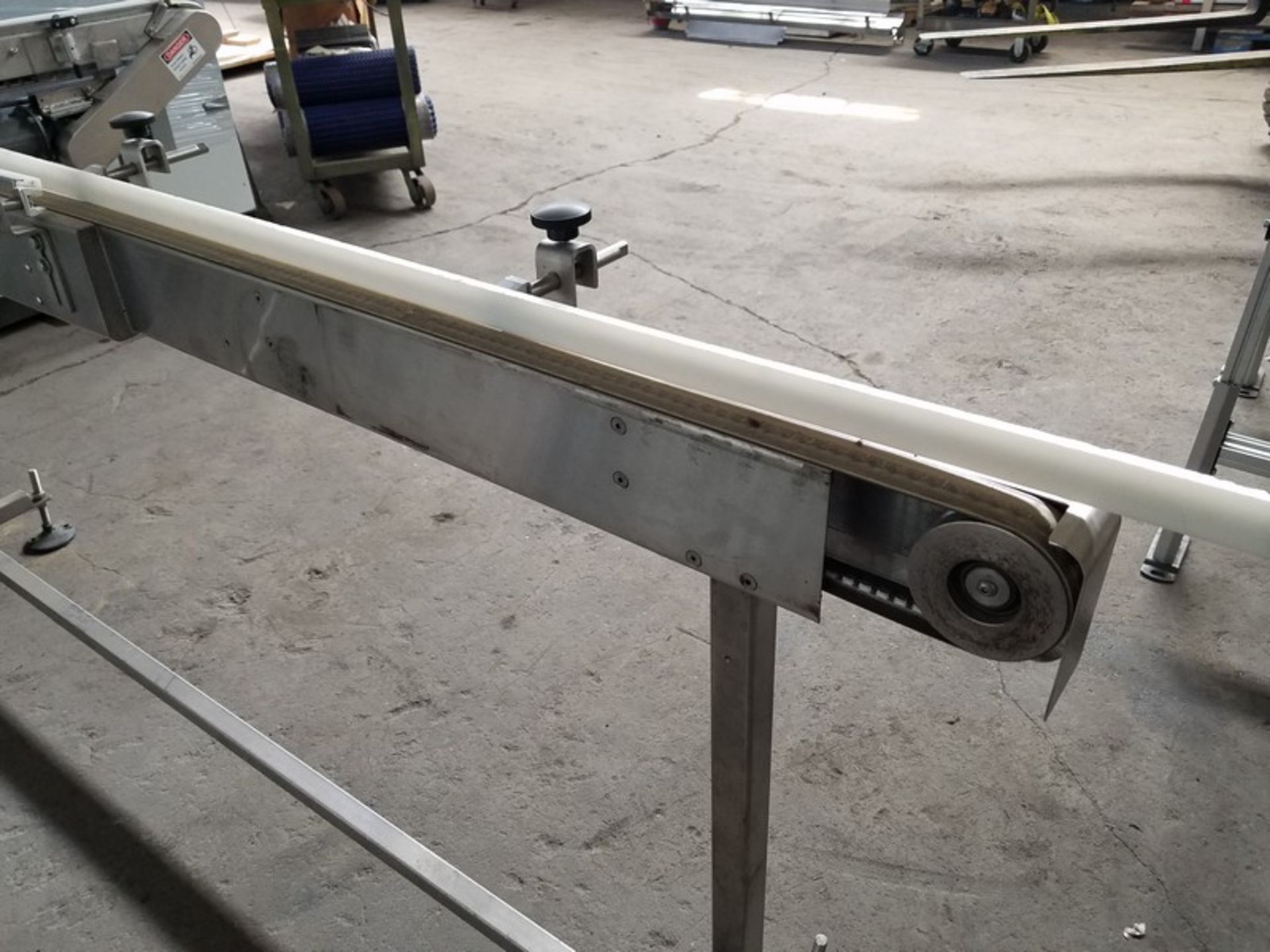 Aprox. 1 1/2" wide x 108" long x 40" high stainless steel food grade belt conveyor - Image 3 of 4