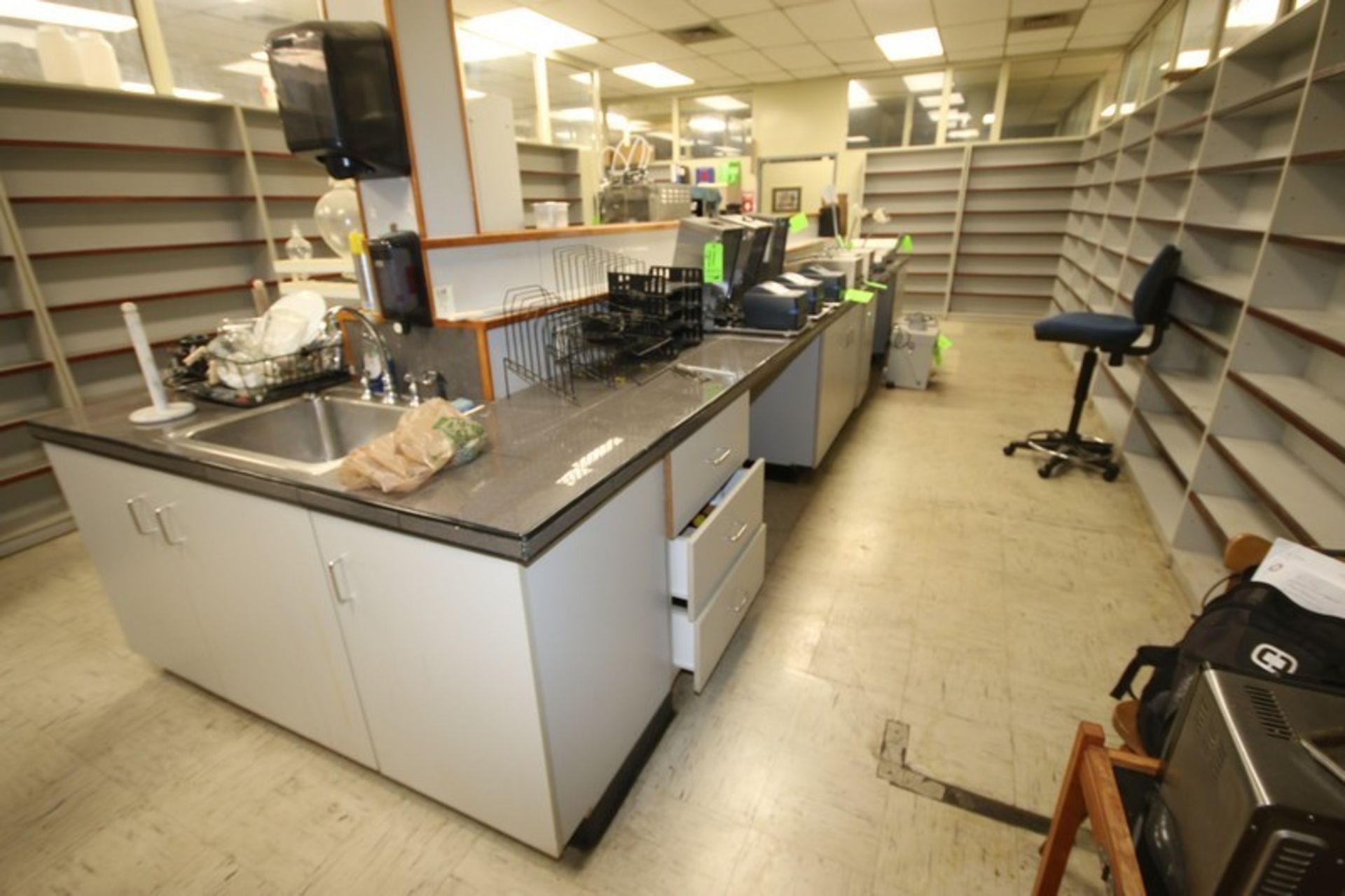 Lab Counter Island with Bottom Cabinets, with Tiled Top/Wood Bottom, Built in S/S Sink, Overall - Image 3 of 3