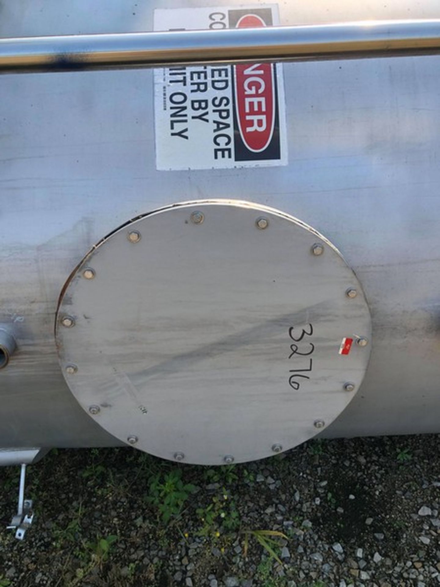 Aprox. 500 Gal. Single Shell Cone-Bottom Tank with (2) Air Actuated Valves, 2" Tri-Clamp Outlet, 2- - Image 4 of 6