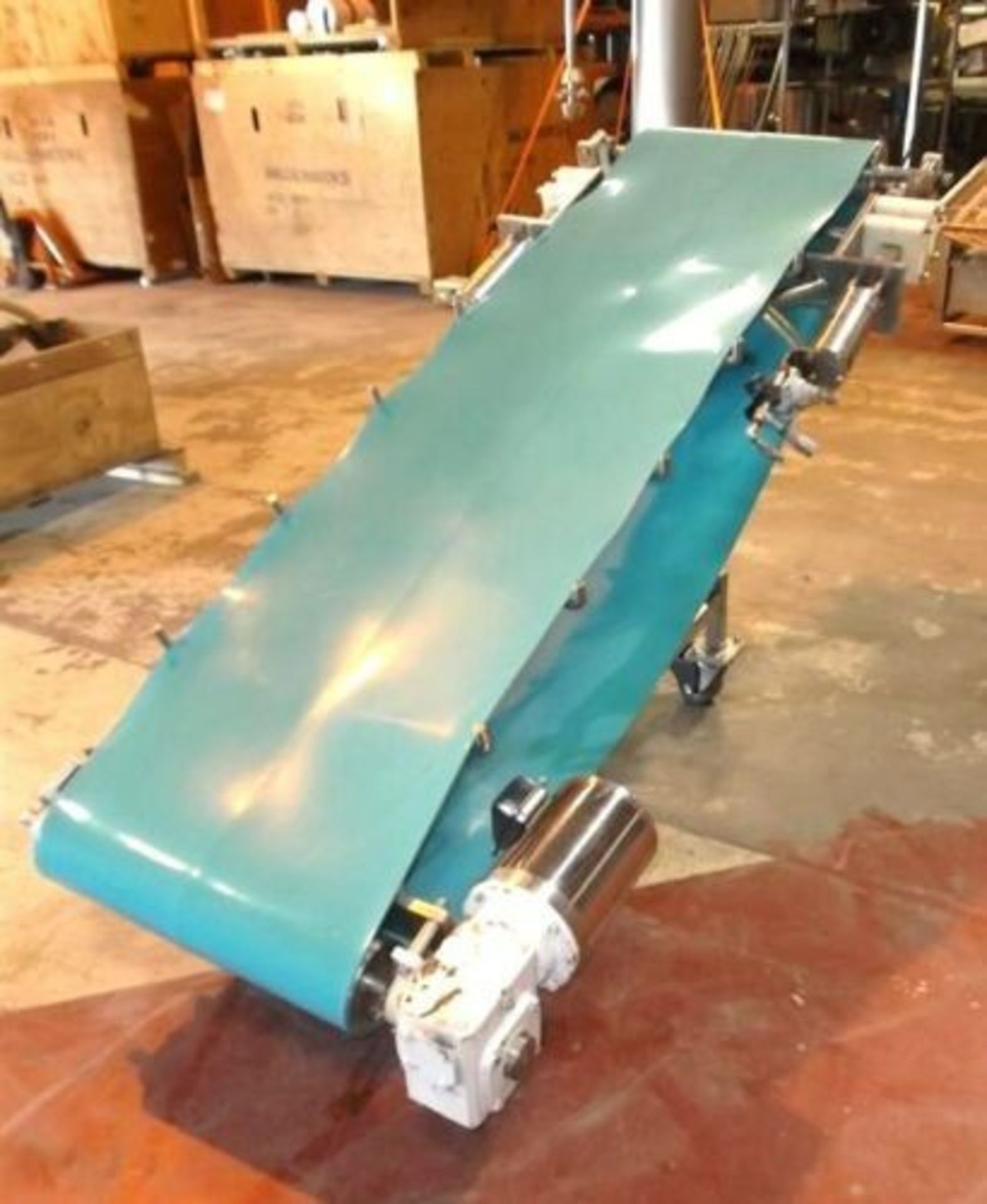 Wieland Engr. Aprox. 22" x 86" Inclined Troughing Blue Belt Sanitary Conveyor, S/N A555004, Last - Image 2 of 5