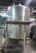 500 Gallon (approx.) Stainless Steel Single Wall Tank- 38 diameter, 70" straight side, dome shape