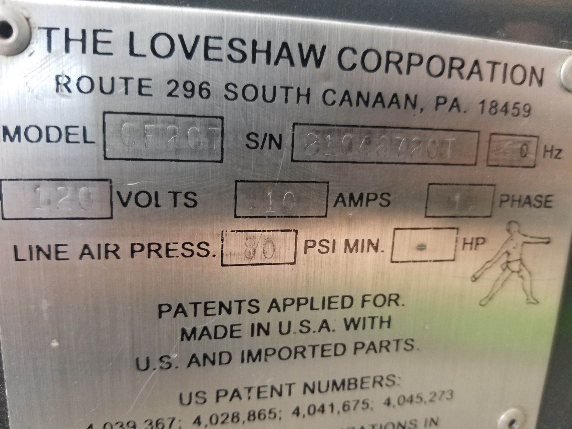 Loveshaw Little David CF20T case sealer,  flap closer, serial # 21046720J, volt 120 - Image 5 of 5