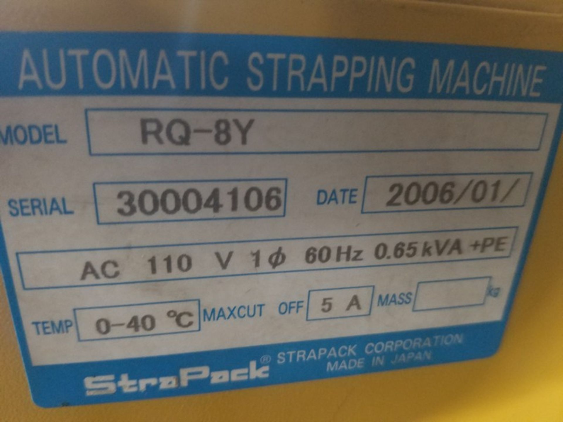 Stra Pack RQ-84 arch strapping machine, S/N 30004106, yr. 2006, volt 110 (Located Fort Worth, TX) - Image 3 of 5