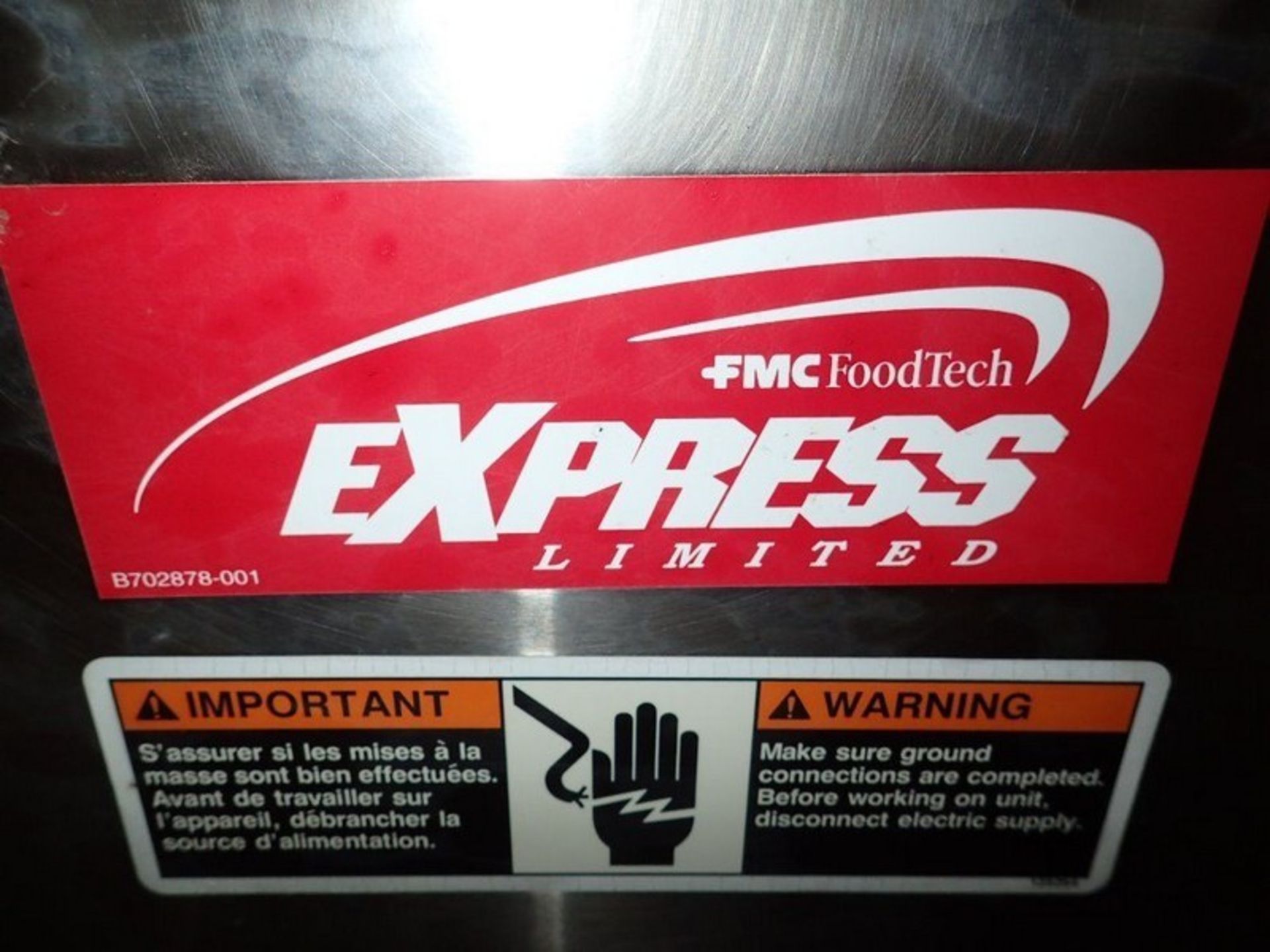 FMC Food Tech Express S/S Sanitary Shaker Feeder, Model E L 4007 X 6-6, S/N 806534 03/2000, F.O. B - Image 2 of 4