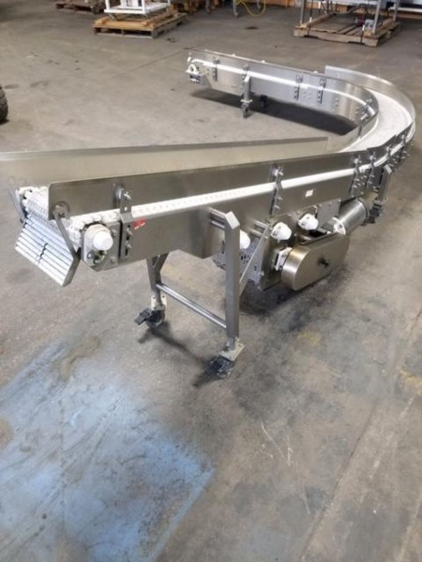 Aprx. 10 Inch Wide x 200" L S/S Sanitary Incline 90 Deg Intralox Belt Portable Conveyor, with 1 hp - Image 7 of 16