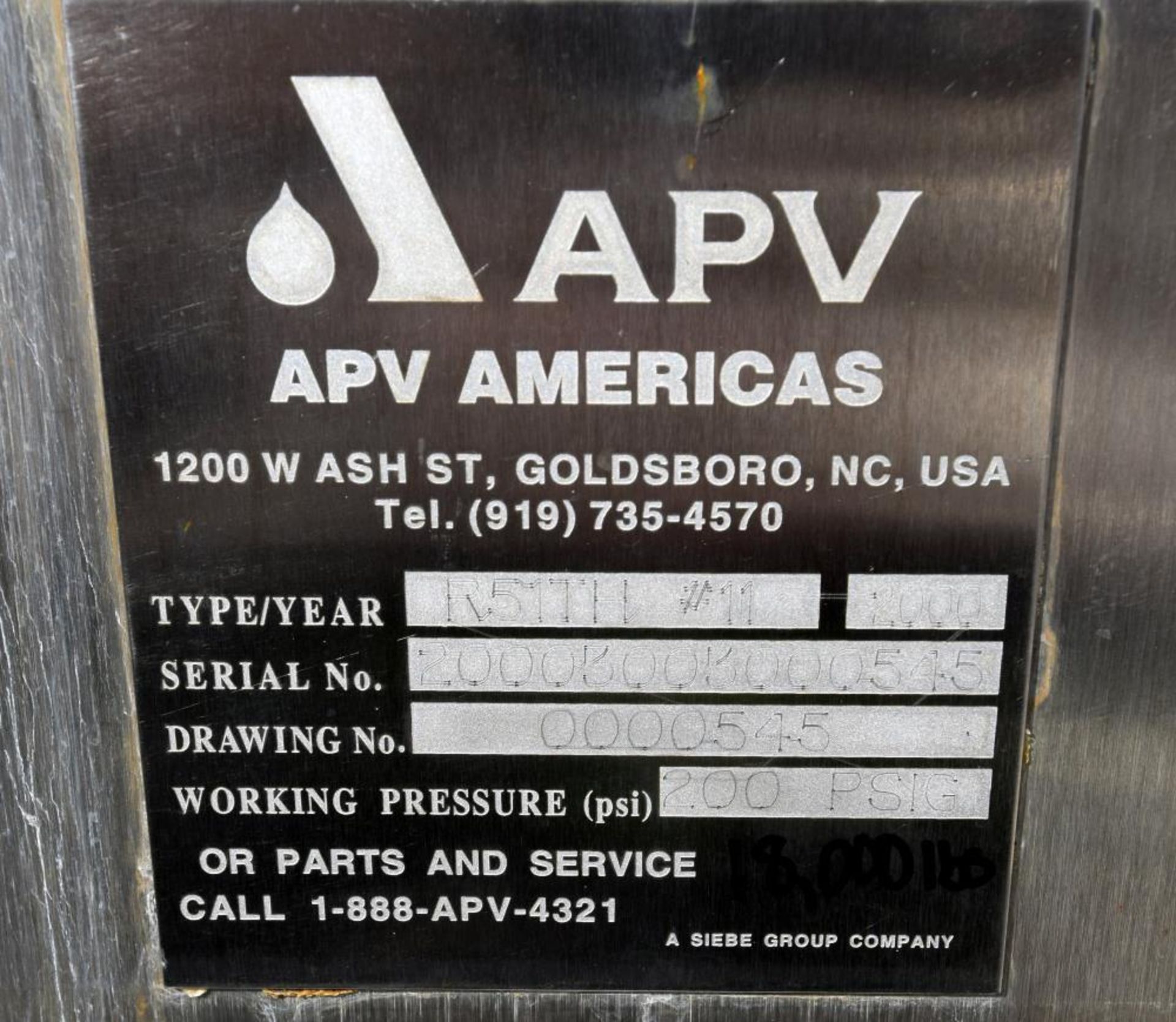 Used- APV Plate Heat Exchanger, Model R51TH#11. Approximately 3000 square feet. (566) 16-1/2" wide x - Image 5 of 5