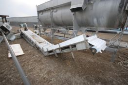 S/S Cleated Conveyor, Aprox. 24' L, with Aprox. 10" Cleat Spacing, with Aprox. 25" W Belt (LOCATED