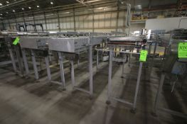 3-Sections of Straight Roller Conveyor, Rolls to Ground Height: Aprox. 58-1/2" H with Guides,