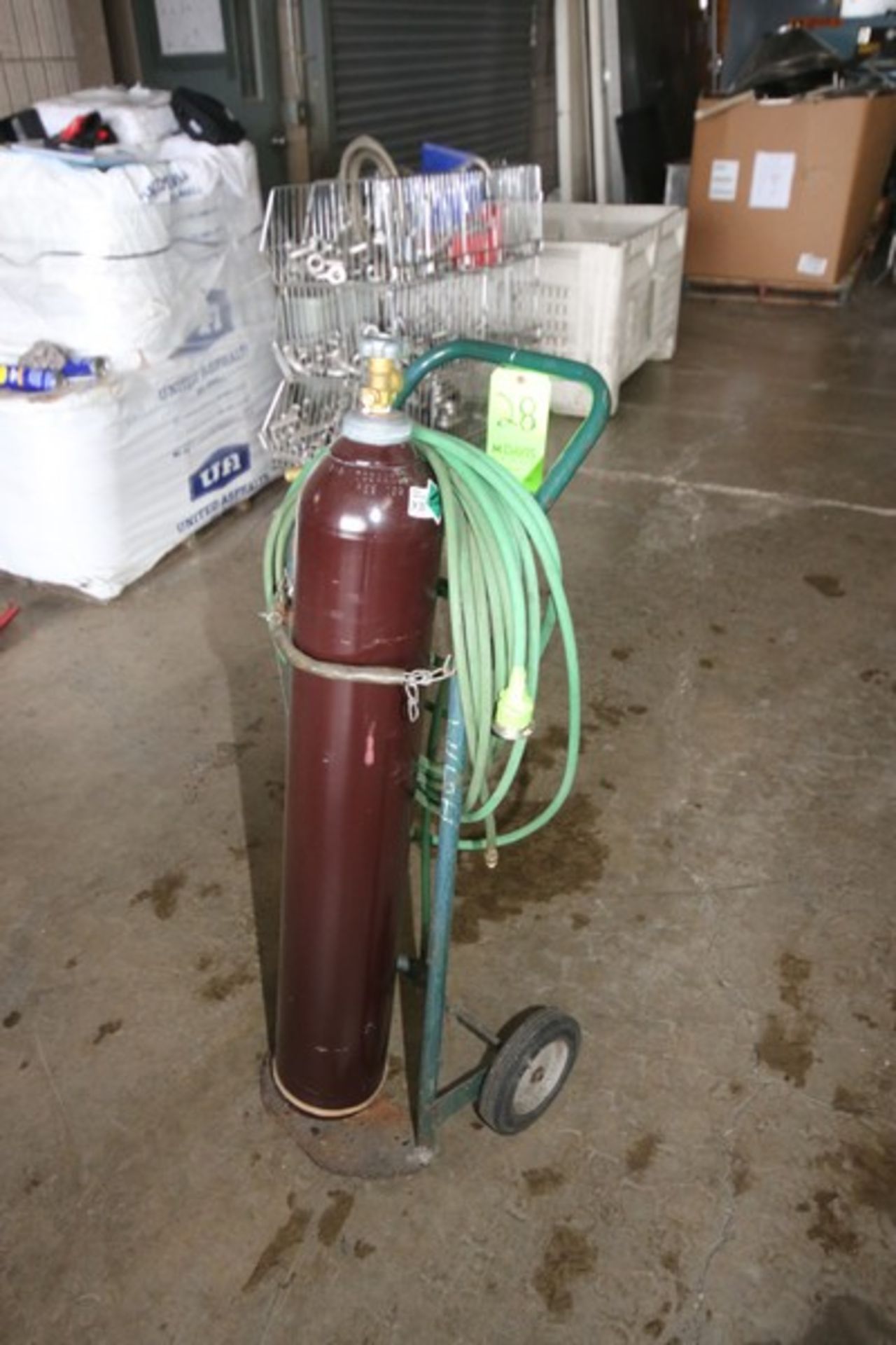 Vertical Argon Compressed Air Cylinder, with Hose & Portable Cart, Cylinder Aprox. 42" H (LOCATED IN