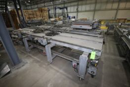 6-Sections of Triple Lane Chain Conveyor, Aprox. 16' L, Deck to Ground Height Aprox. 34" H,