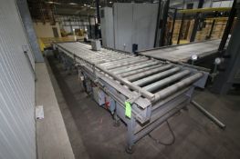 Straight Section of S/S Roller Conveyor, Overall Dims.: Aprox. 25' L x 65" W x 40-1/2" H, Aprox. 49"