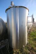 S/S 450 Gal. Vertical S/S Single Wall Tank, Aprox. 66" H x 47" Dia., Mounted on S/S Legs (LOCATED IN