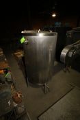 300 Gal. Vertical S/S Single Wall Tank, with Slope Bottom, Mounted on S/S Legs, with S/S Hinge Lids,