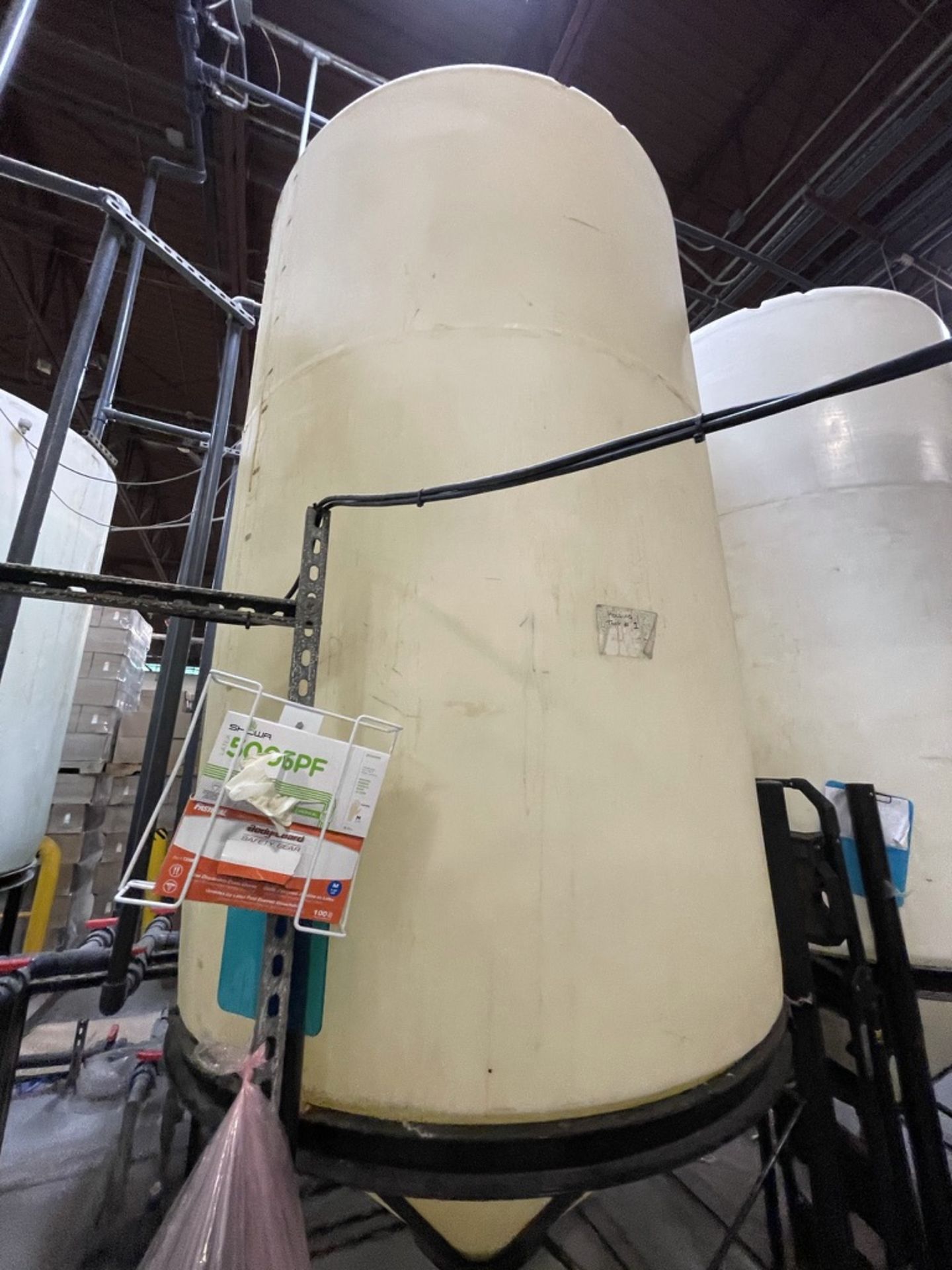 ACE ROTO MOLD APPROX. 1,400 GALLON CONE-BOTTOM POLY STORAGE TANK, STEEL FRAME - Image 2 of 3