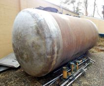 8000 GALLON HORIZONTAL FIBERGLASS TANK BY POLYFIBER (BOUND BROOK NJ) 8' ID x 15' LONG, PO