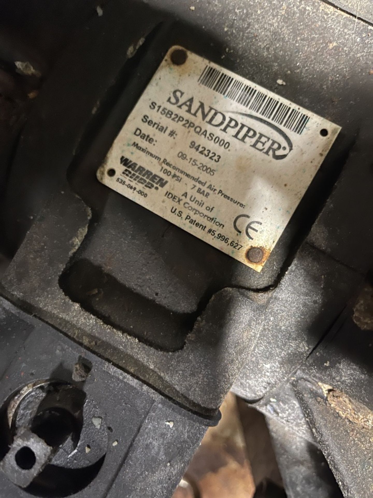 WARREN RUPP SANDPIPER DIAPHRAGM PUMP, MODEL S15B2P2PQAS000, S/N 942323 - Image 3 of 3