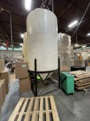 ACE ROTO MOLD APPROX. 1,400 GALLON CONE-BOTTOM POLY STORAGE TANK, STEEL FRAME