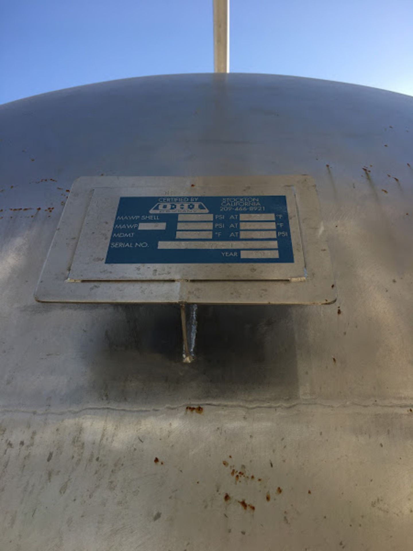 OHI Company 10,000 Gal. S/S Horizontal Ammonia Tank, S/N 23-543-29772-10, MAWP Shell 50 psi @ 205 - Image 3 of 10