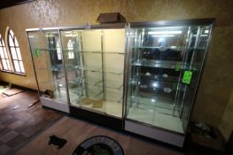 Glass Display Cases, Overall Dims.: Aprox. 60" L x 18" W x 72" H, with Internal Shelves (Located