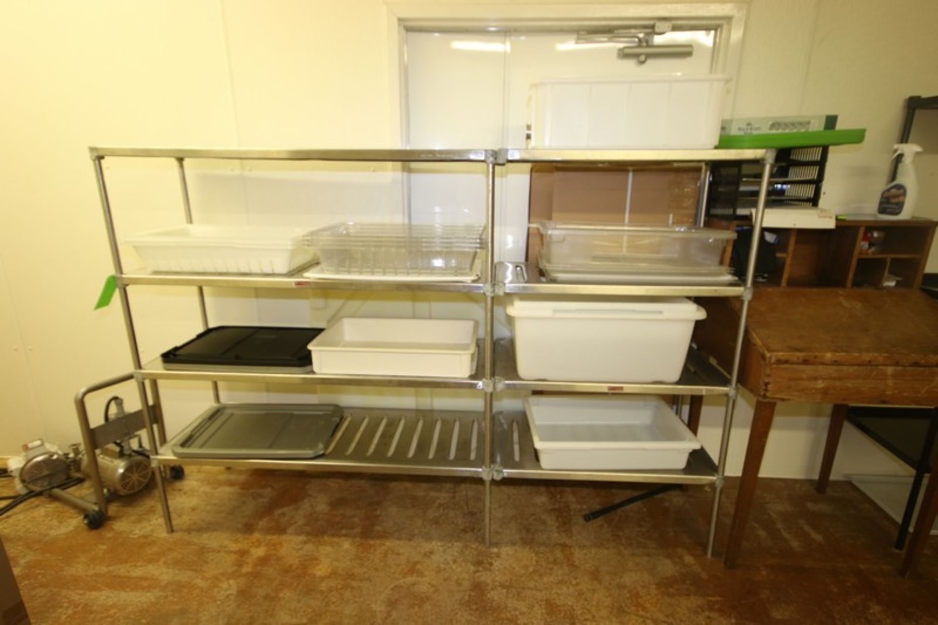 2-Shelving Units & 1-Wooden Foreman Desk with Contents, Contents Include Plastic Drainage Bins & - Image 2 of 2