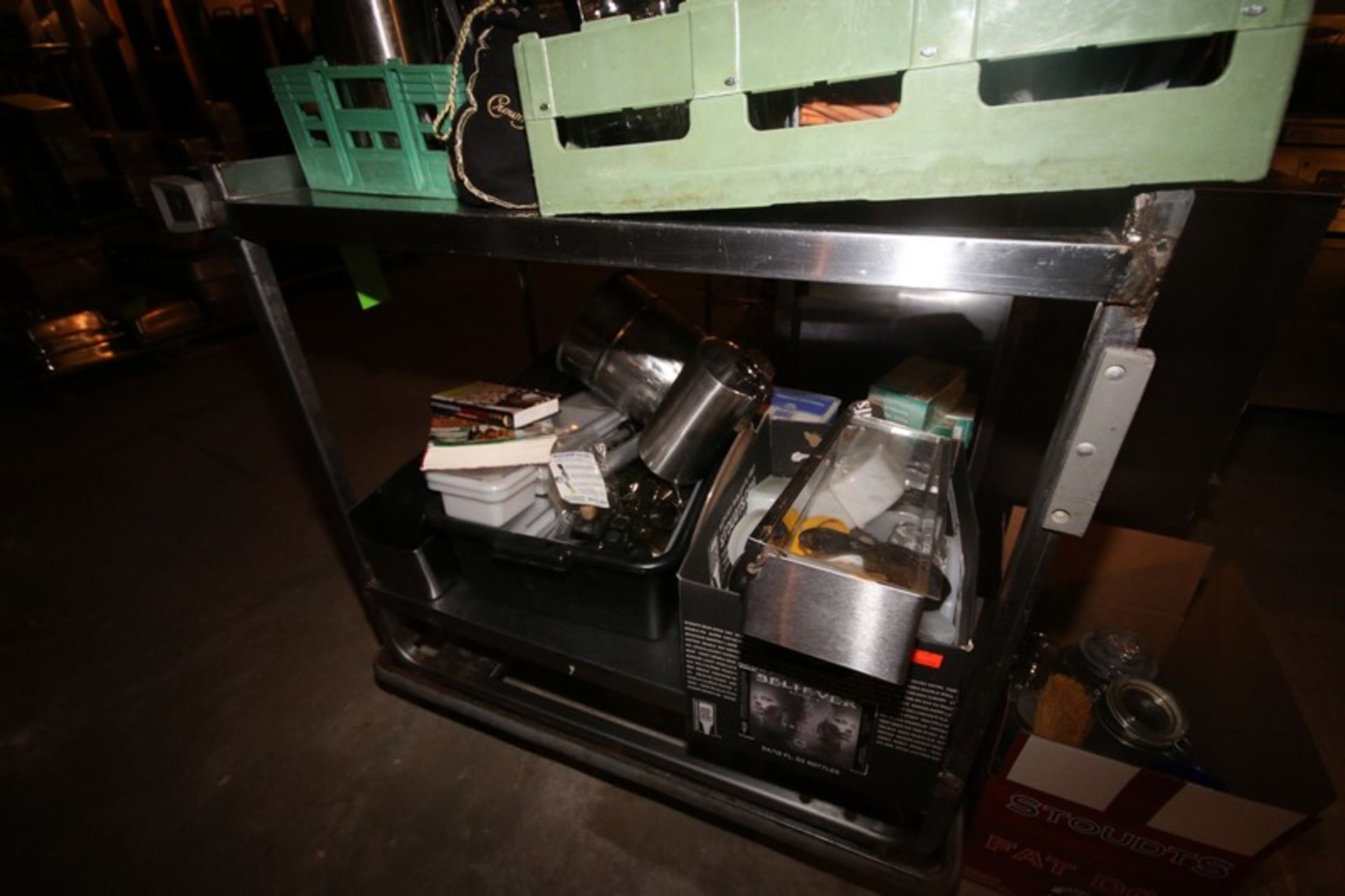 S/S Cart with Bar Items, Includes S/S Mixing Cups, Wine Pours, Cocktail Books, & Other Misc. - Image 4 of 4