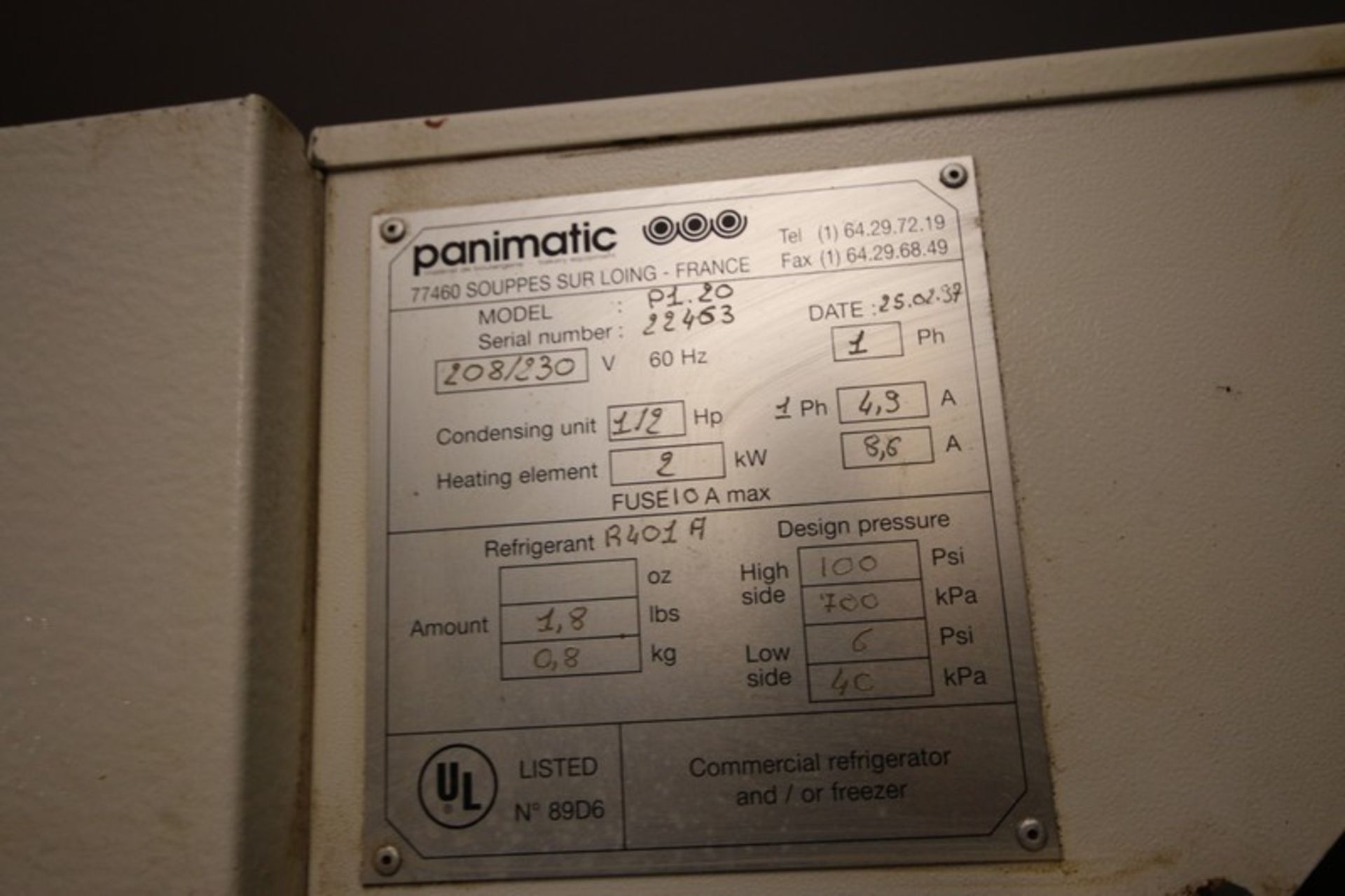 Panimatic Vertical Commercial Proof Box, M/N P180, S/N 22458, 208/230 Volts, 1 Phase, Overall Dims.: - Image 5 of 6