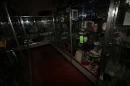 Glass Display Cases, Overall Dims.: Aprox. 60" L x 18" W x 72" H, with Internal Shelves (NOTE: