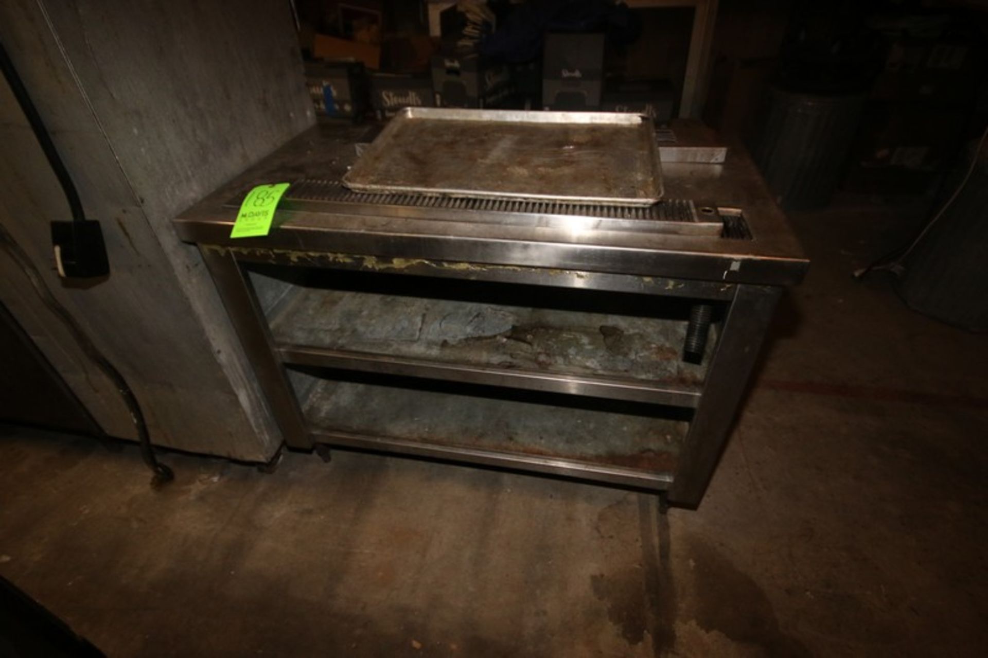 S/S Counter with Top Drain, Overall Dims.: Aprox. 48" L x 30" W x 35" H, with Bottom Shelves (