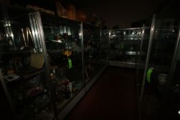 Glass Display Cases, Overall Dims.: Aprox. 60" L x 18" W x 72" H, with Internal Shelves (NOTE: