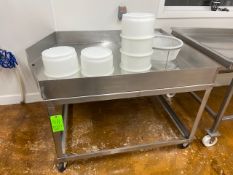 S/S Portable Draining Table, Table Top Dims.: Aprox. 52" L x 45" W x 6" Deep Walls, On S/S