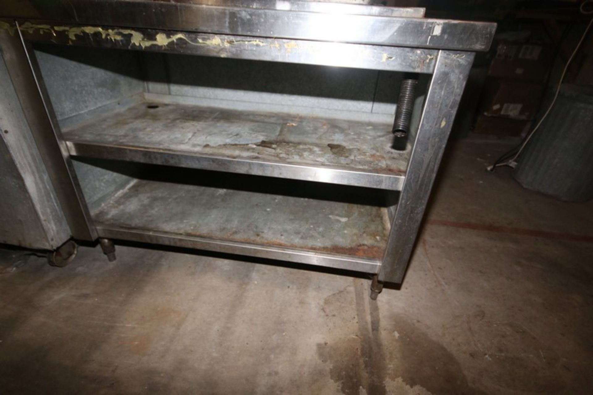S/S Counter with Top Drain, Overall Dims.: Aprox. 48" L x 30" W x 35" H, with Bottom Shelves ( - Image 2 of 3