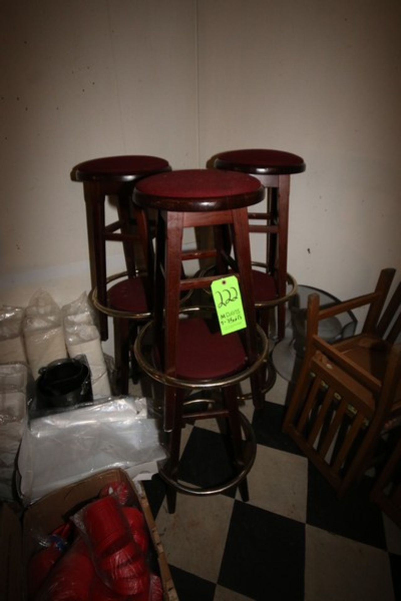 (6) Cushioned Stools with Bottom Foot Rest Ring, with Wooden Frame (Located in Adamstown, PA--New