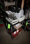 Plastic Cart of S/S Silverware & Misc., Includes Forks, Steak Knives, Butter Knives, Spoons,