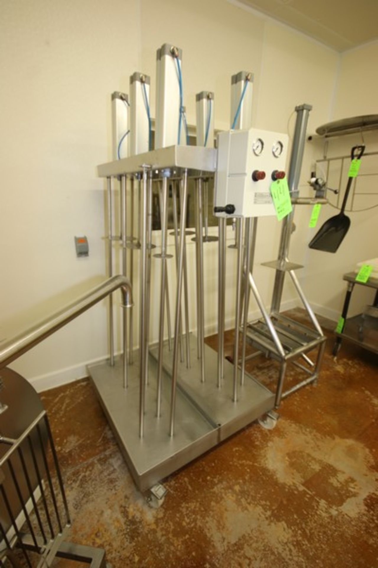 L.A. VAN ZIJLL Cheese Press, with 6-S/S Press Heads with 6-Pneumatic Cylinders, Mounted on S/S - Image 2 of 6