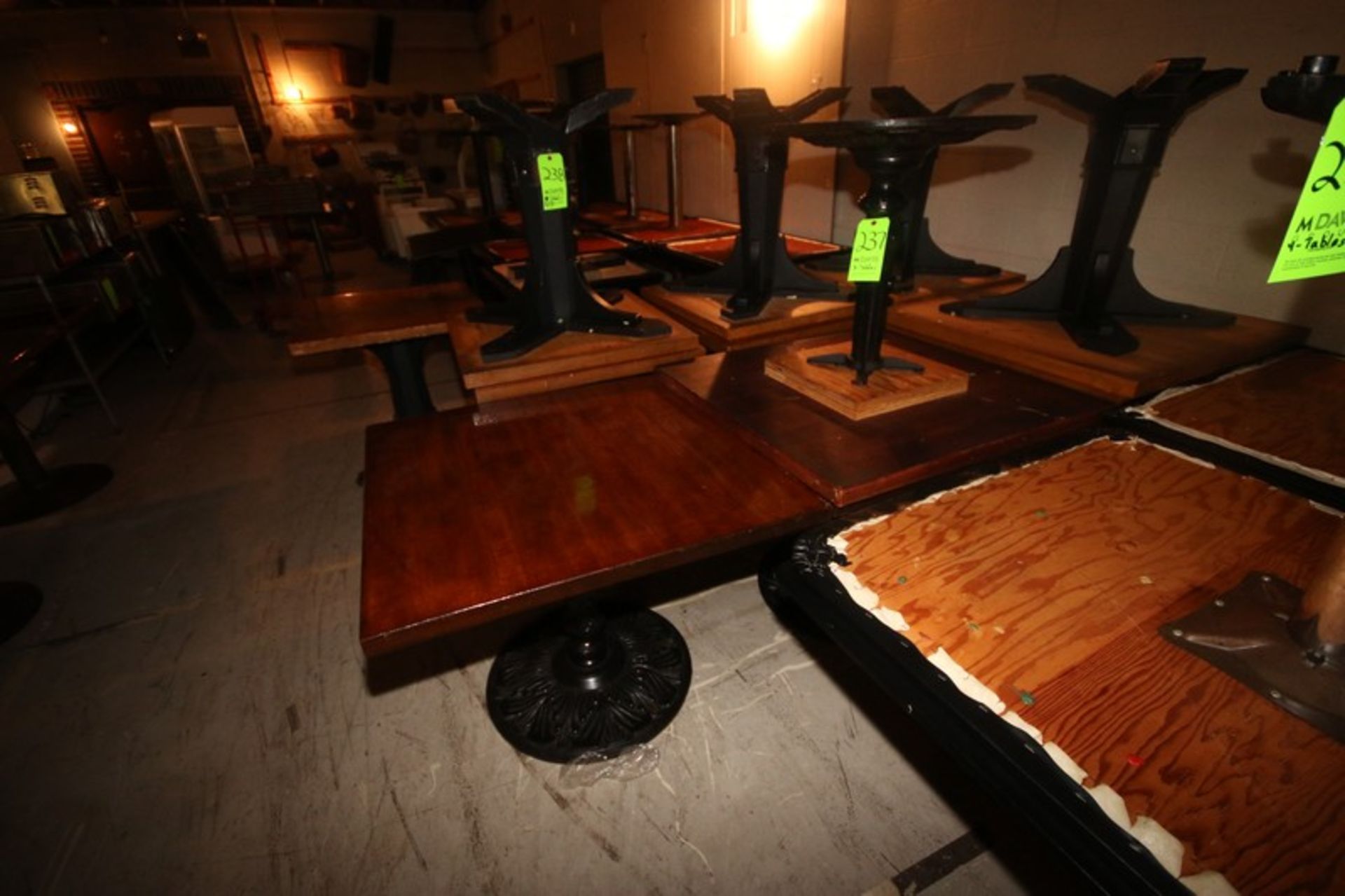 (3) Square Top Tables with Round Bases (Located in Adamstown, PA--New Roof Warehouse)