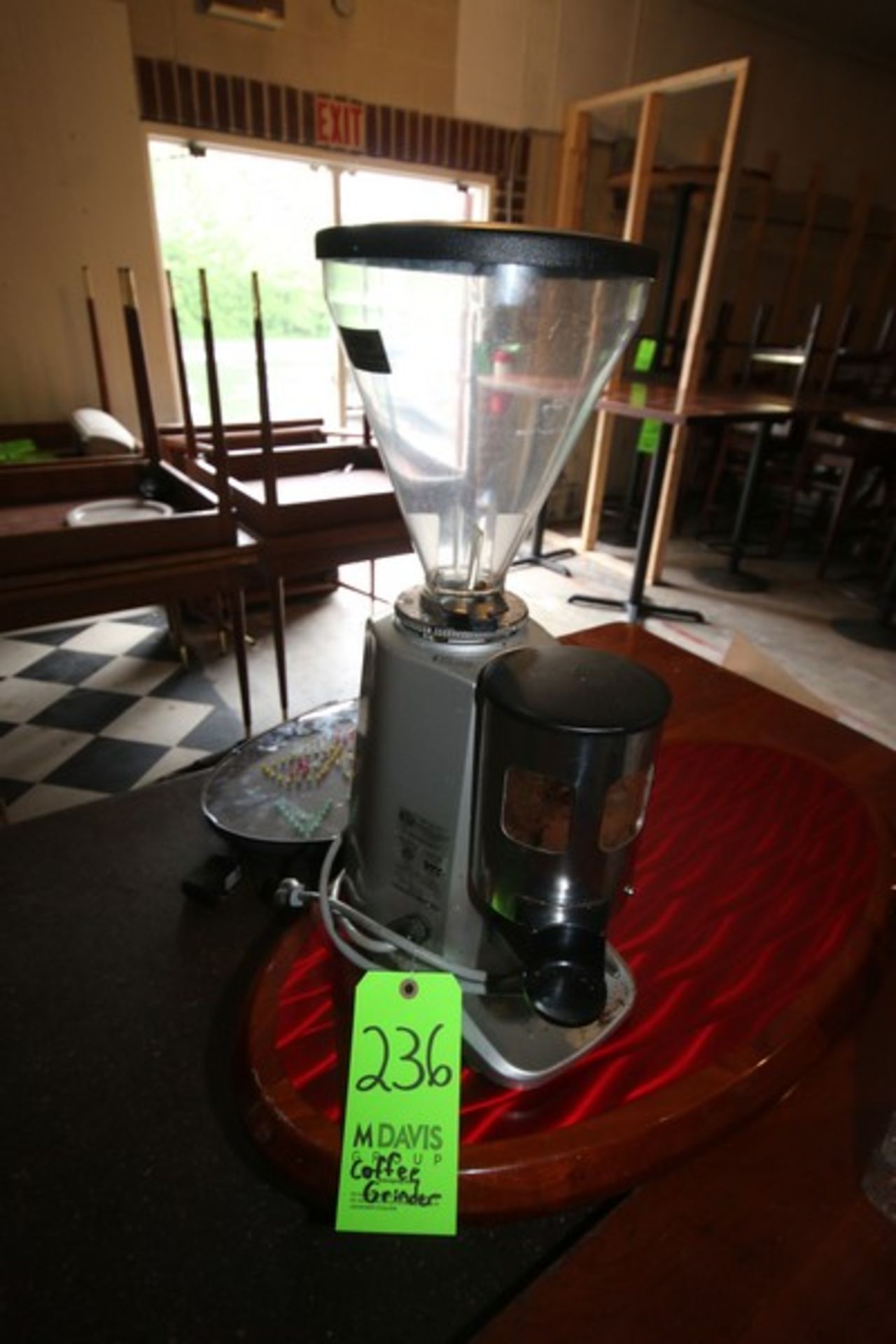 Mazzer Luigi Coffee Grinder, M/N SUPER JOLLY AUT., S/N 0102095, 110 Volts, 1 Phase, with Infeed (