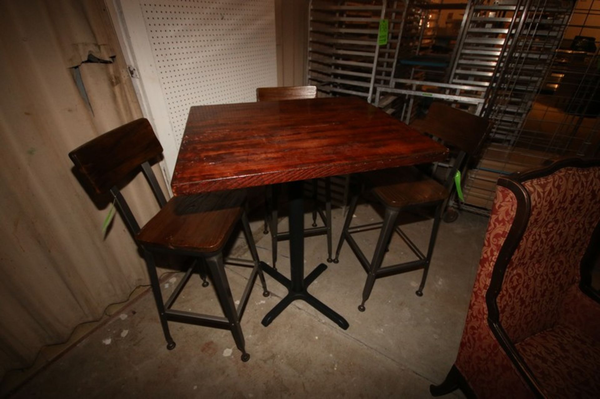 High Top Table Set, with (3) High Stool Chairs, with (1) High Top Table, Table Top to Floor: