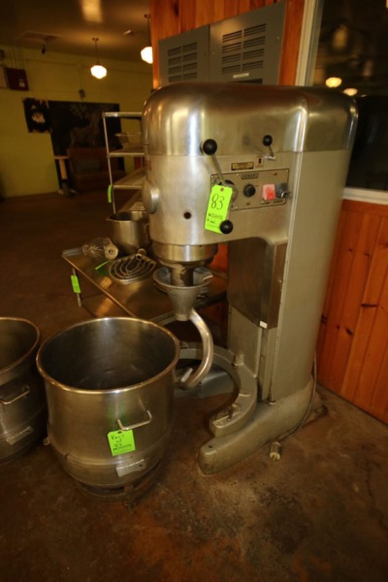 Hobart Commercial Mixer, M/N M-802U, S/N 11-398-294, with 3 hp Motor, with S/S Mixing Bowl & Bowl