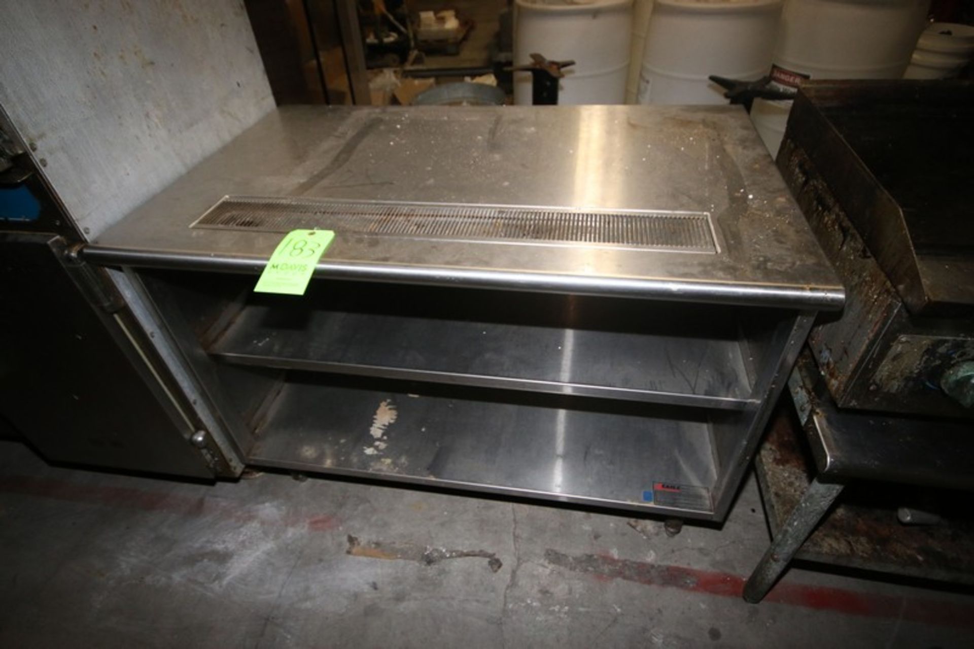S/S Counter with Top Drain, Overall Dims.: Aprox. 48" L x 30" W x 35" H, with Bottom Shelves (