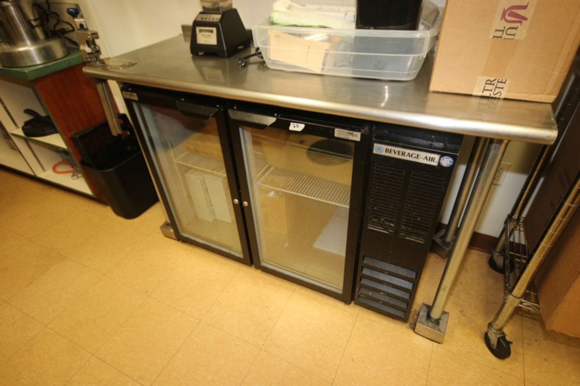 Beverage-Air 2-Door Refrigerator, with Glass Faced Refrigeration Doors, Overall Dims.: Aprox. 48"