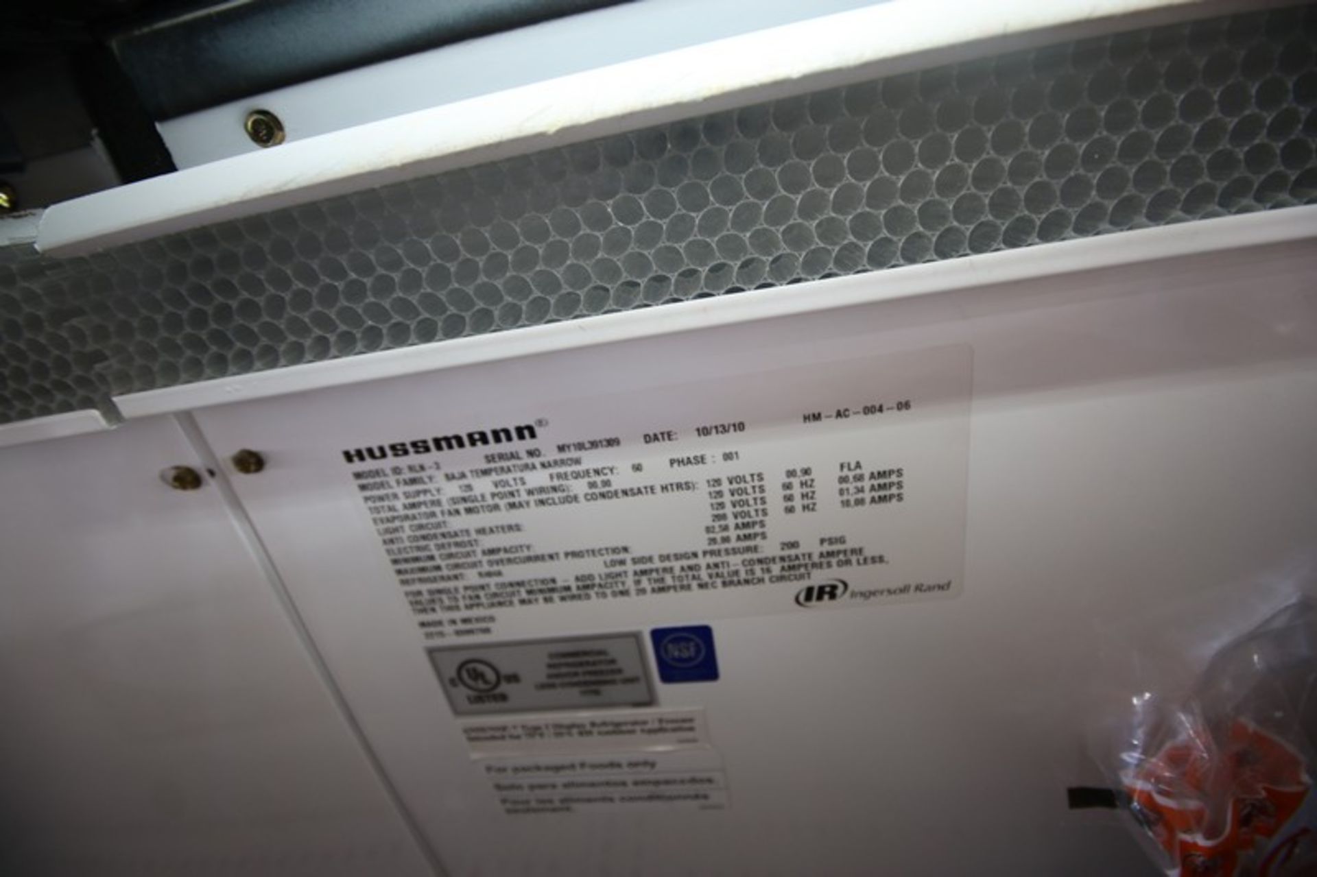 Hussman 3-Door Refrigeration Unit, M/N RLN-3, S/N MY10L391309, 120/208 Volts, R404A Refrigerant, - Image 2 of 3