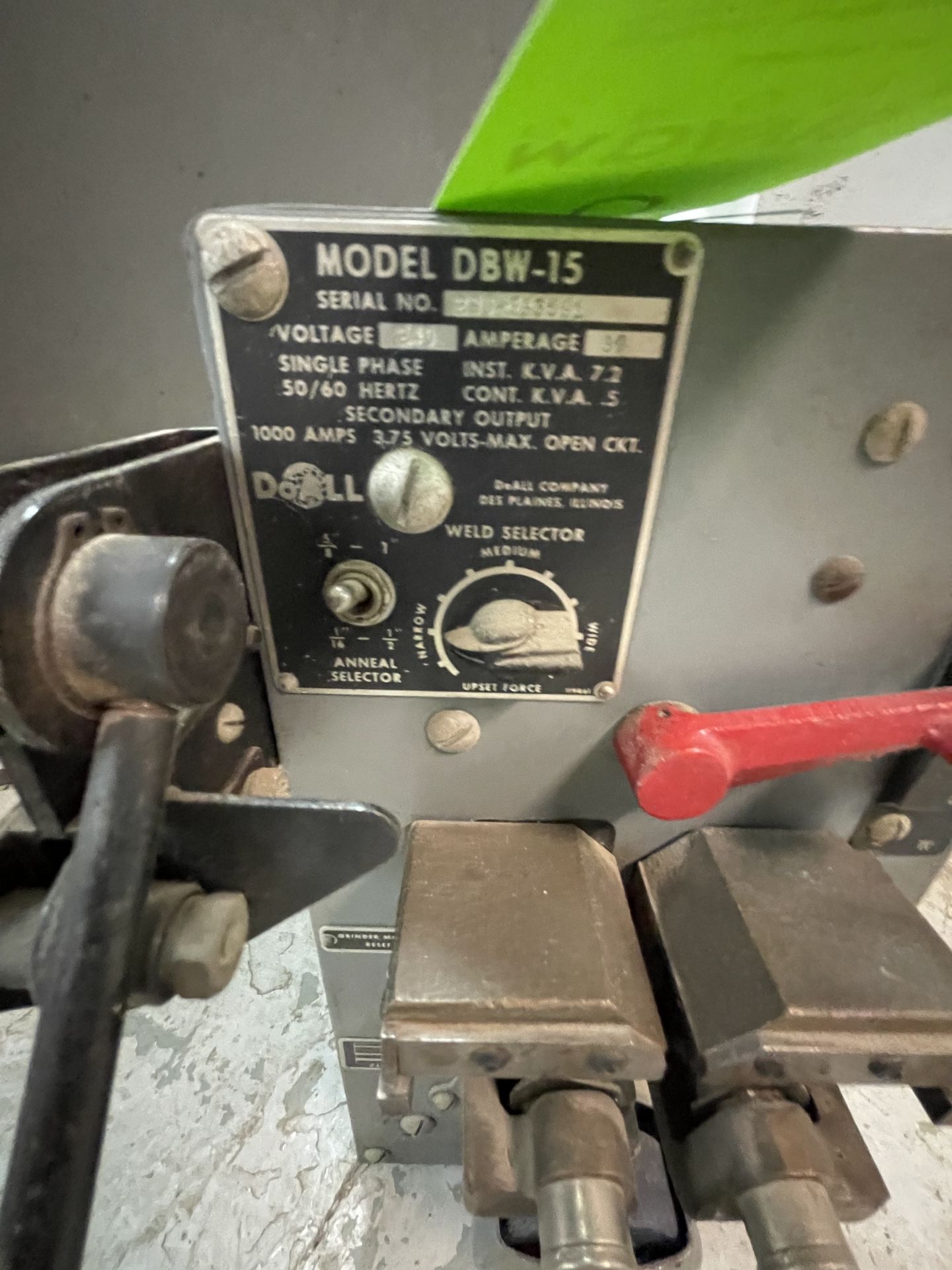 DOALL WELDER, MODEL DBW-15, S/N 290-733591 (Non-Negotiable Rigging, Packaging and Loading Fee: $50) - Image 2 of 3